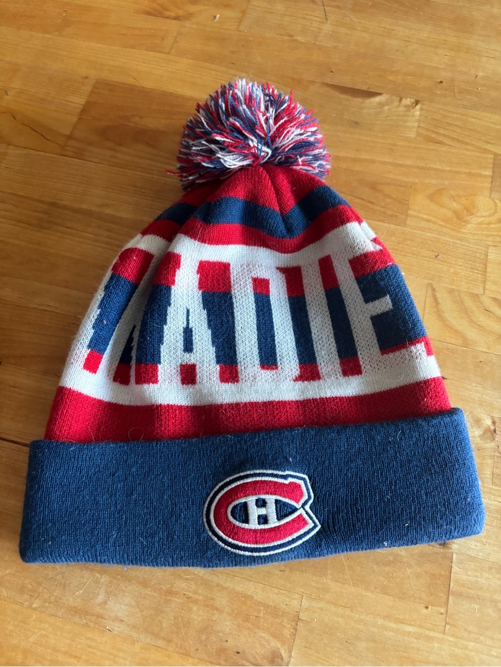 Montreal Canadiens Red & Navy Pom Beanie Hat
